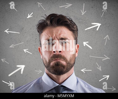 Difficult choices of a businessman. concept of confusion Stock Photo