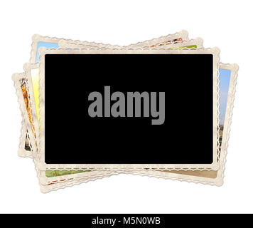 Vintage old photos. Isolated on white background. Mock up template. Copy space for text Stock Photo