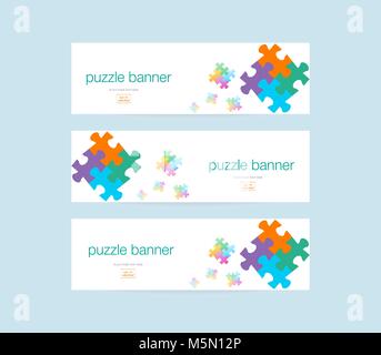 Banner with puzzle design Stock Vector