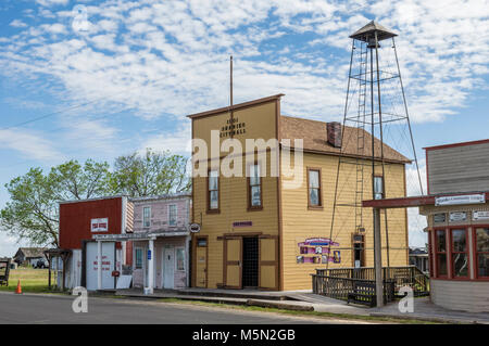 Shaniko community center and alarm bell tower in the ghost town of Shaniko in Eastern Oregon, USA Stock Photo