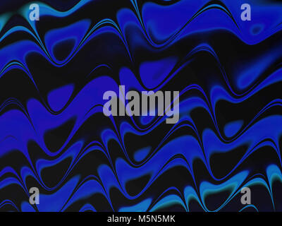 creative fractal black background with dark blue waves Stock Photo