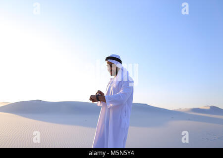 Portrait of handsome Arab businessman who experiencing new iWatc Stock Photo