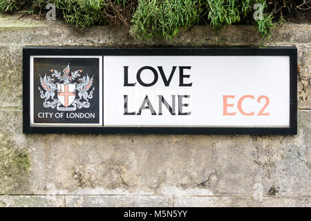 Street sign for Love Lane in the City of London Stock Photo