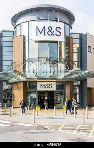 Branch of Marks & Spencer at Westwood Cross shopping centre in Broadstairs, Kent. Stock Photo