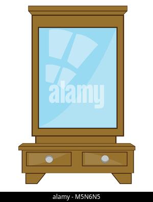 Big mirror on night table Stock Vector