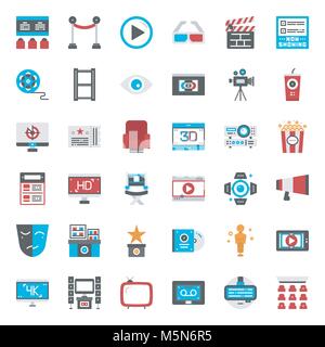Movie entertainment pixel perfect flat icon, isolated on white background Stock Vector
