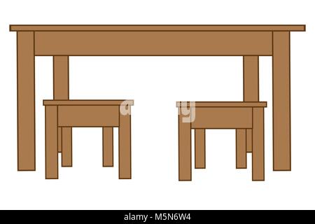 Big table and two chairs Stock Vector