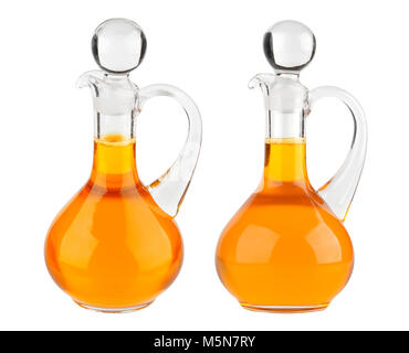 Vegetable oil glass bottle isolated on white Stock Photo