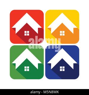 Global Housing Rounded Square Icons Vector Graphic Design Stock Vector