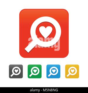 Love Search Rounded Square Icons Vector Graphic Design Stock Vector
