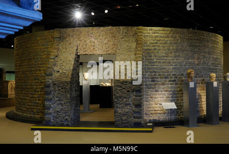 Germany. Cologne. Roman-Germanic Museum. Remains of a tower of the Roman city wall. Stock Photo