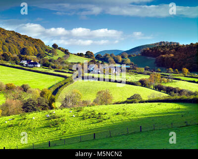 An early autumn view of the rolling countryside near Leominster on Herefordshire, England. Stock Photo