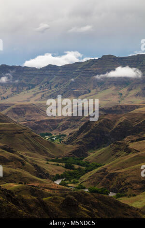 Imnaha Canyon and Farms in the Wallowa-Whitman National Forest Stock Photo