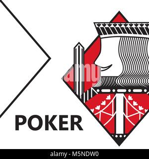 poker card gambling king with sword in sign diamond Stock Vector