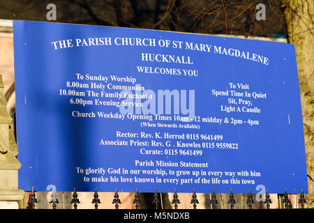 ST Mary Magdalene Parish Church in Hucknall,Nottinghamshire,UK. Stock Photo