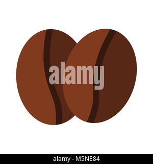Flat coffee beans on white background Stock Vector
