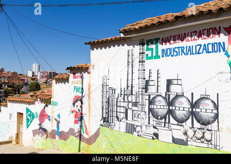 Street art from Sucre, Bolivia. Bolivian town Stock Photo