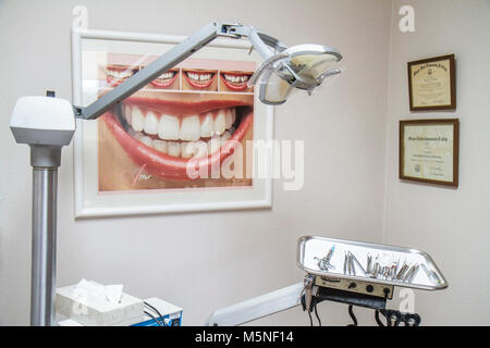 Miami Beach Florida,41st Street,dentist,examination room,dental office,dental instruments,teeth,poster,diploma,visitors travel traveling tour tourist Stock Photo