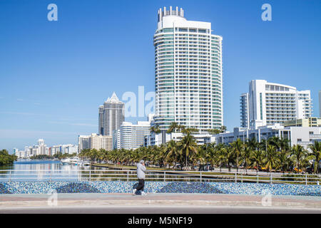 Miami Beach Florida,Indian Creek,Collins Avenue,Millionaires' Row,condominium residential apartment apartments building buildings housing,Fontaineblea Stock Photo