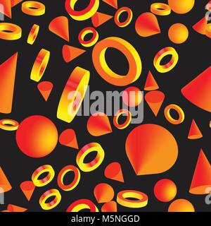 Abstract Golden Rings Balls and Cones Stock Vector