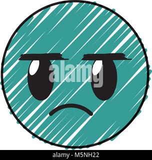 doodle annoying face gesture symbol expression vector illustration Stock Vector