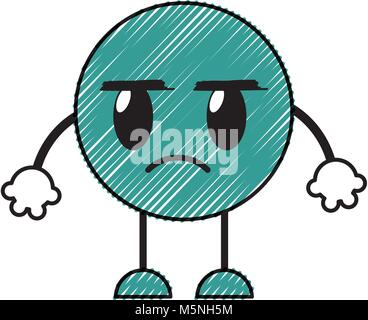 doodle annoying emoji expression with arms and legs Stock Vector