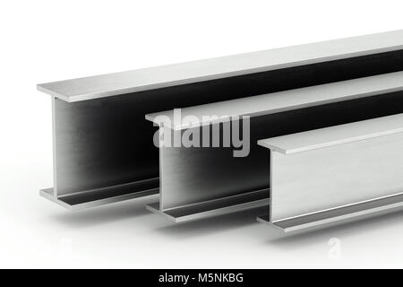Steel I-beam. Flange beam on white background Stock Photo