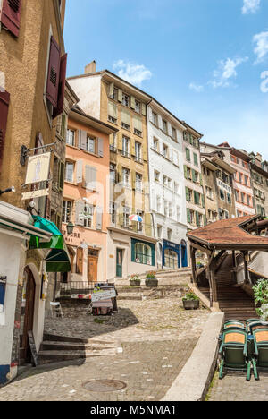 Old town of Lausanne at the Lake Geneva, Switzerland Stock Photo