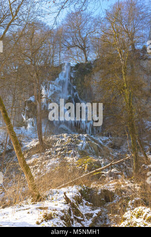 Uracher Wasserfall in winter Stock Photo