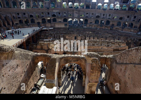 Birds eye view of the hypogeum or arena area of the Colosseum in Rome, Italy Stock Photo