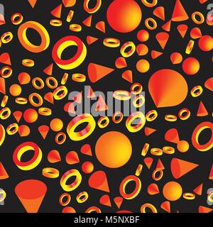 Abstract Golden Rings Balls and Cones Stock Vector