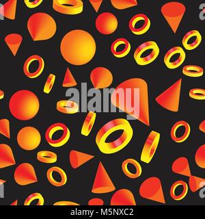 Abstract Golden Rings Balls and Cones Stock Vector