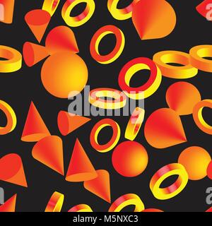 Abstract Golden Rings Balls and Cones Stock Vector