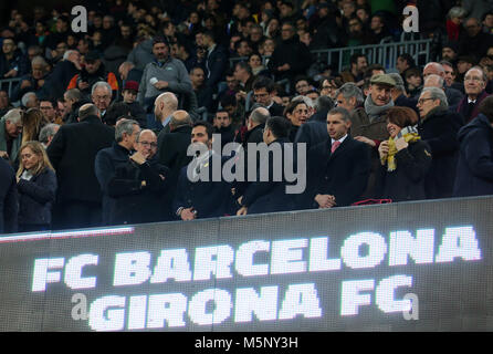 Barcelona, Spain. 25th Feb, 2018. the presidenjt of the Parliament of Catalonia, Roger Torrent, during the match between FC Barcelona and Girona FC, on 25th February 2018, in Barcelona, Spain. Credit: Gtres Información más Comuniación on line, S.L./Alamy Live News