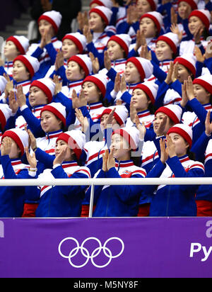 Gangneung, South Korea. 14th Feb, 2018. The North Korea Cheer Squad during the 2018 Pyeongchang Winter Olympic Games. Credit: Jon Gaede/ZUMA Wire/Alamy Live News Stock Photo