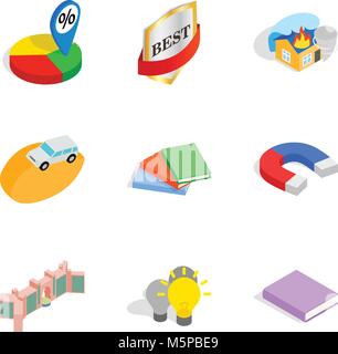 Finest work icons set, isometric style Stock Vector