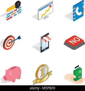 Excellent start up icons set, isometric style Stock Vector
