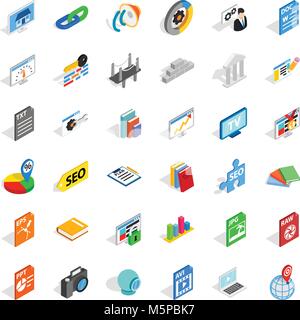 Foreign trade organization icons set, isometric style Stock Vector