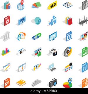 Foreign company icons set, isometric style Stock Vector