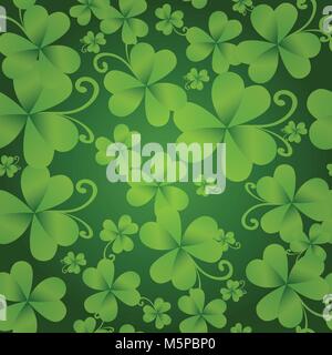 Traditional Irish Background, Clover Leaves Ornament Green Seamless Pattern Stock Vector