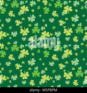 Happy St. Patricks Day Seamless Pattern Shamrock Green Background Stock Vector