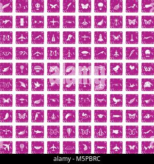 100 fly icons set grunge purple Stock Vector Image & Art - Alamy