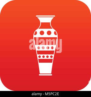 Egyptian vase icon digital red Stock Vector