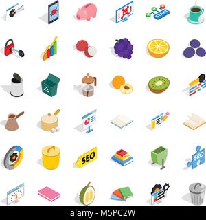 Task icons set, isometric style Stock Vector