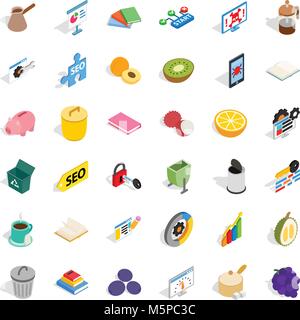 Assigned task icons set, isometric style Stock Vector