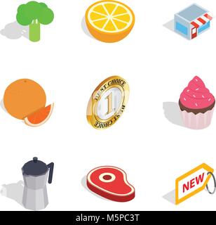 Minimart icons set, isometric style Stock Vector