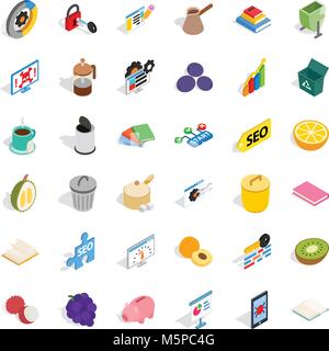 Labor task icons set, isometric style Stock Vector
