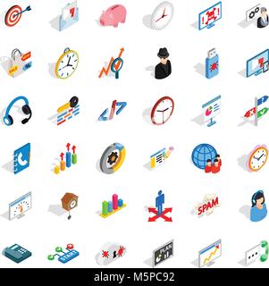 Worksite icons set, isometric style Stock Vector