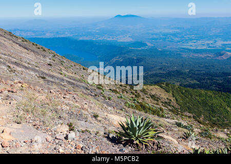 Lake Coatepeque in El Salvador - seen from Santa Ana Volcano. Santa Ana, El Salvador. Stock Photo