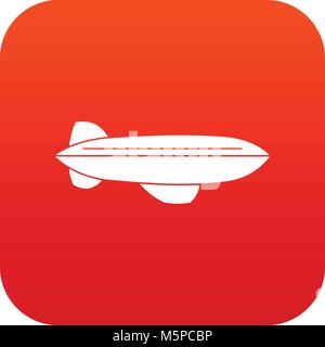 Blimp aircraft flying icon digital red Stock Vector